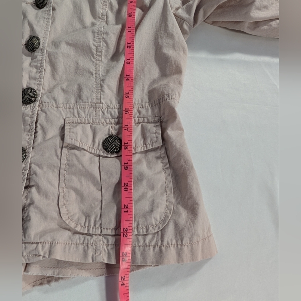Maurices Light Pink Utility Jacket 100% Cotton Button Up Raw Ruffles Size XL - Picture 10 of 12